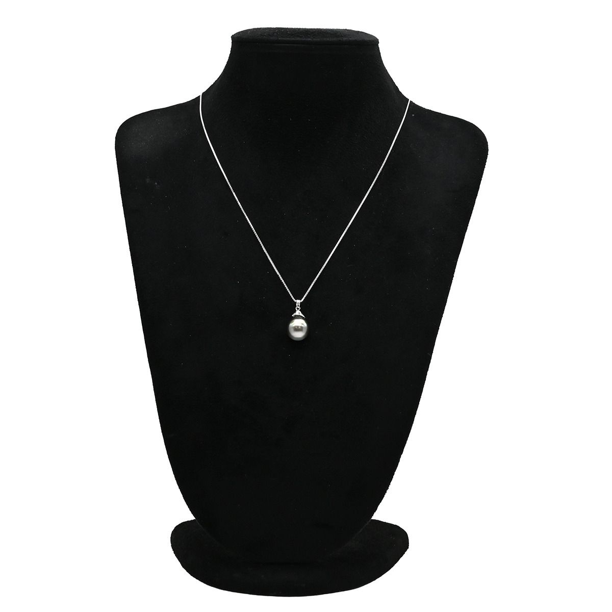 ペンダントトップ 黒蝶パール 14mm ホワイトゴールド 真珠 黒