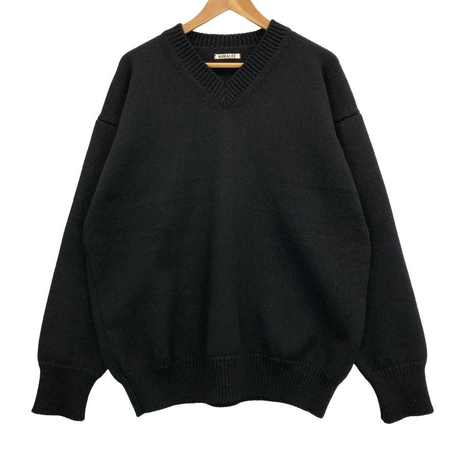オーラリー Vネックニット ウール ブラック メンズ サイズ5 AURALEE
