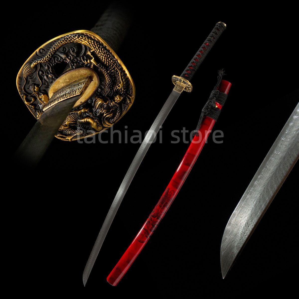 送料無料】ダマスカス鋼 日本刀 居合刀 非実用品 工芸品 武器模型 高級