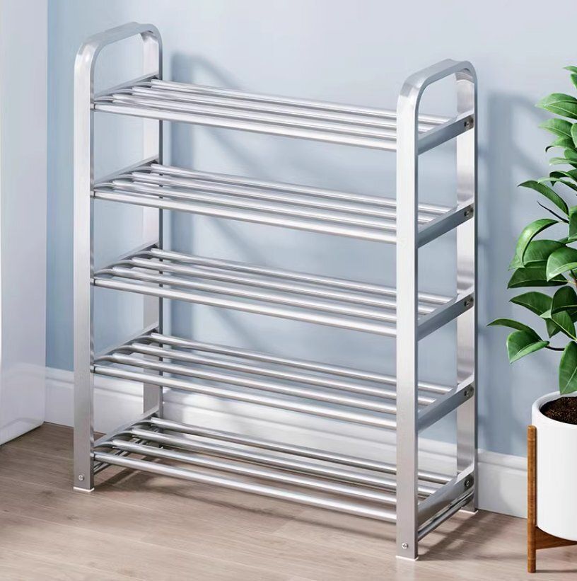 賃貸住宅向け コンパクトな家庭用ステンレス製 多段シューズラック 簡易玄関口用収納棚