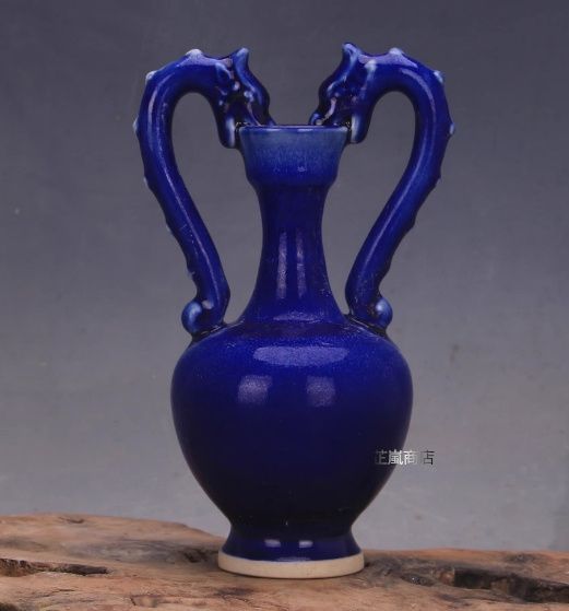 宋 鈞窯 青釉天目 双龍尊 磁器 五大名窯 家居コレクション 復古古物