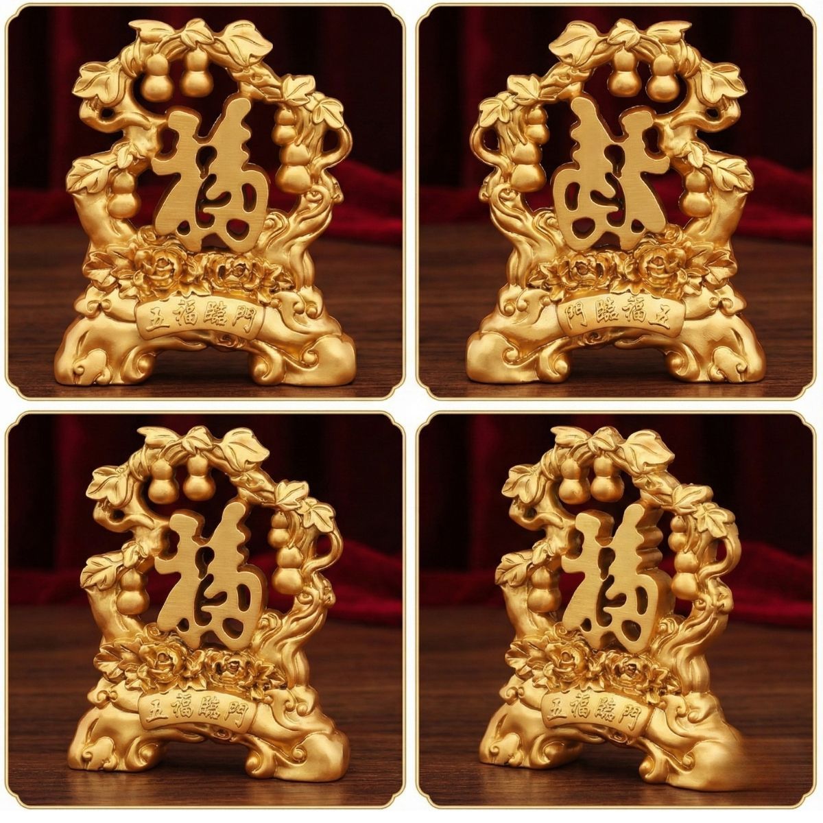 風水 置物 開運 五福臨門 金運アップ 福 招き 玄関 金色 オブジェ 縁起