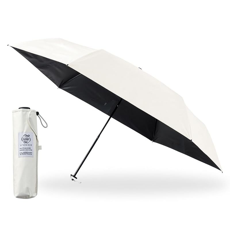 ムーンバット 3秒でたためる傘 urawaza 日傘 遮熱 遮光100 UVカット 晴雨兼用 手開き 形状記憶 畳みやすい 折りたたみ傘 簡単開閉 ウラワザ 無地 親骨55 cm 30244 オフホワイト 0