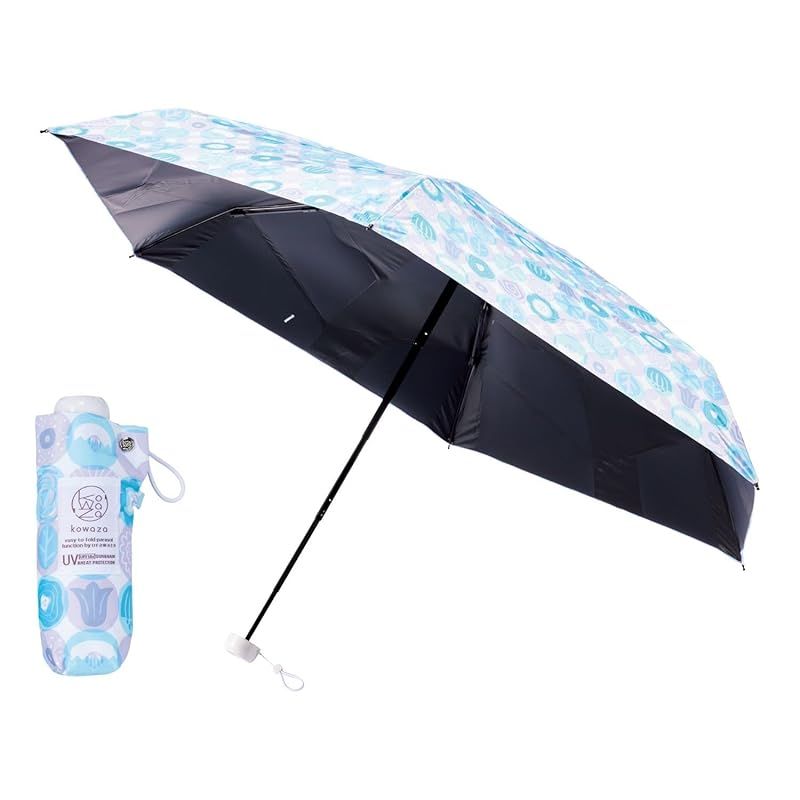 kowaza 折りたたみ傘 手開き 遮光 遮熱 UVカット 日傘 晴雨兼用 コワザ 簡単開閉 花柄 畳みやすい urawaza レディース 親骨50 cm 30286 ラウンドフラワーパープル 0