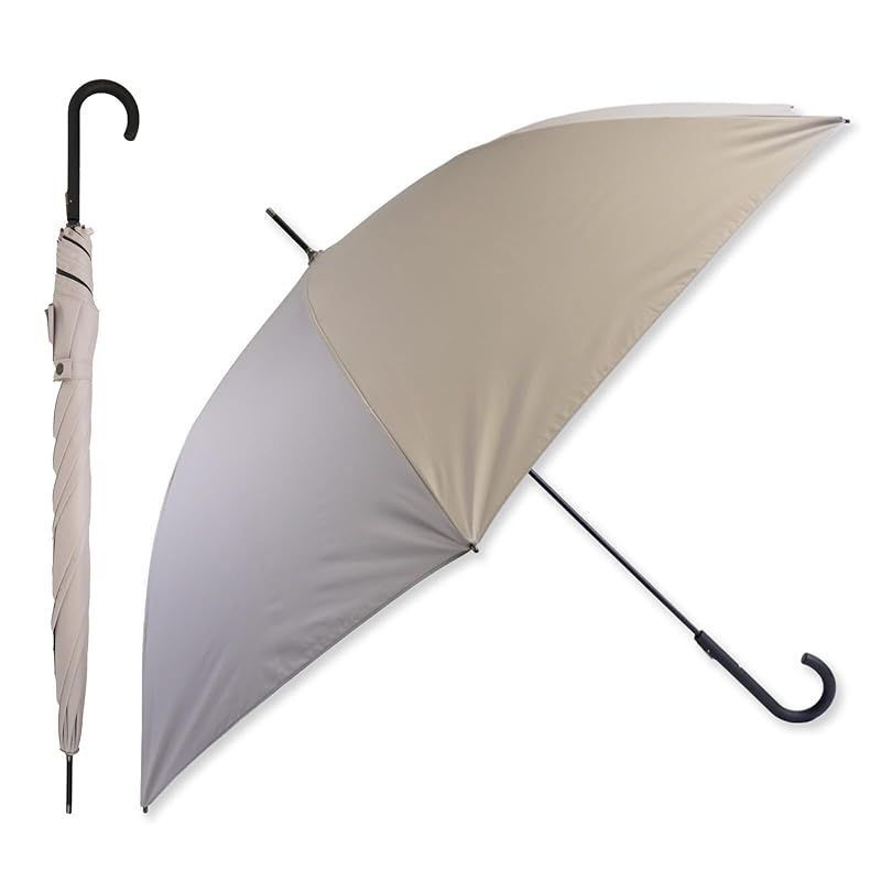 リニューアル macocca 完全遮光 晴雨兼用 UVカット 100％ 軽量スリム ジャンプ傘 無地 親骨58 cm 日傘 雨傘 レディース メンズ 遮蔽 撥水 0
