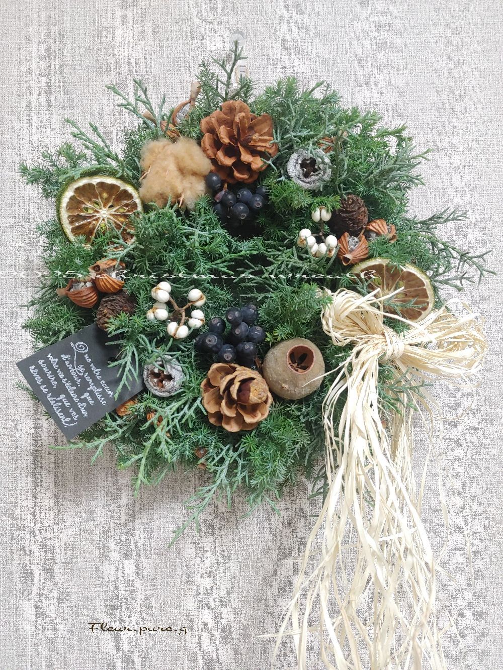 針葉樹○冬の静かな森のX'mas＊ドライフラワーリース＊ナチュラル