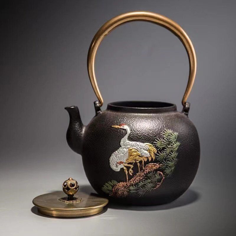 鋳鉄製鉄瓶 急須鉄瓶 手作り 老鉄瓶 やかんを沸かす 提梁鉄瓶 お茶の道具