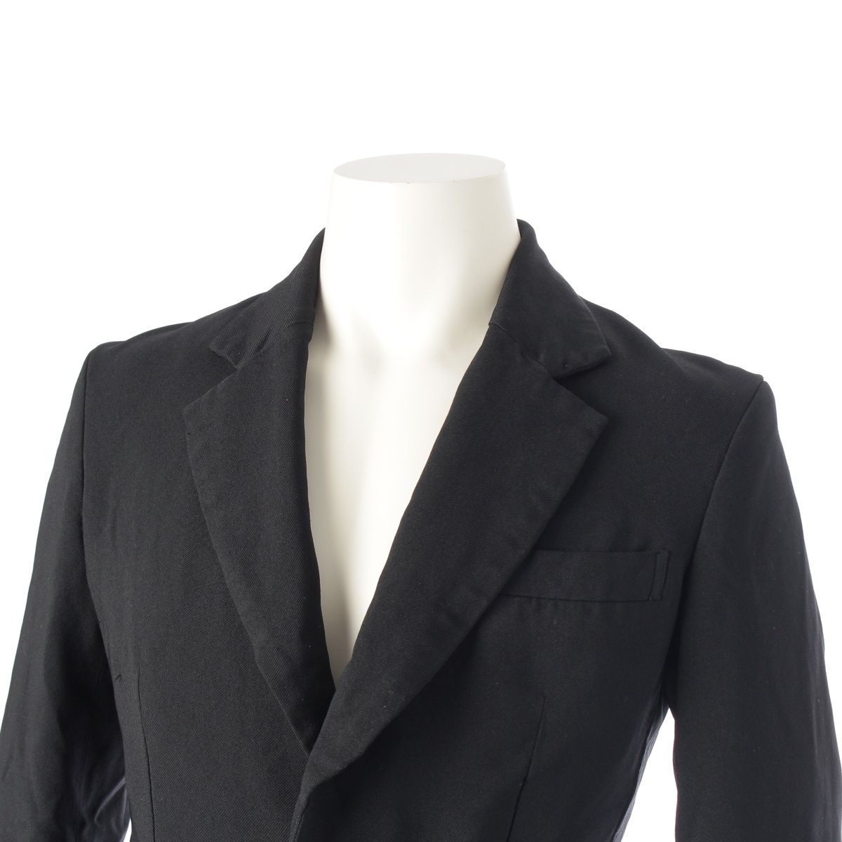 【美品】ブラックコムデギャルソン ポリ縮 フリル 燕尾ジャケット コムデギャルソンオムプリュス AD2020 ポリ縮絨 燕尾 テーラード