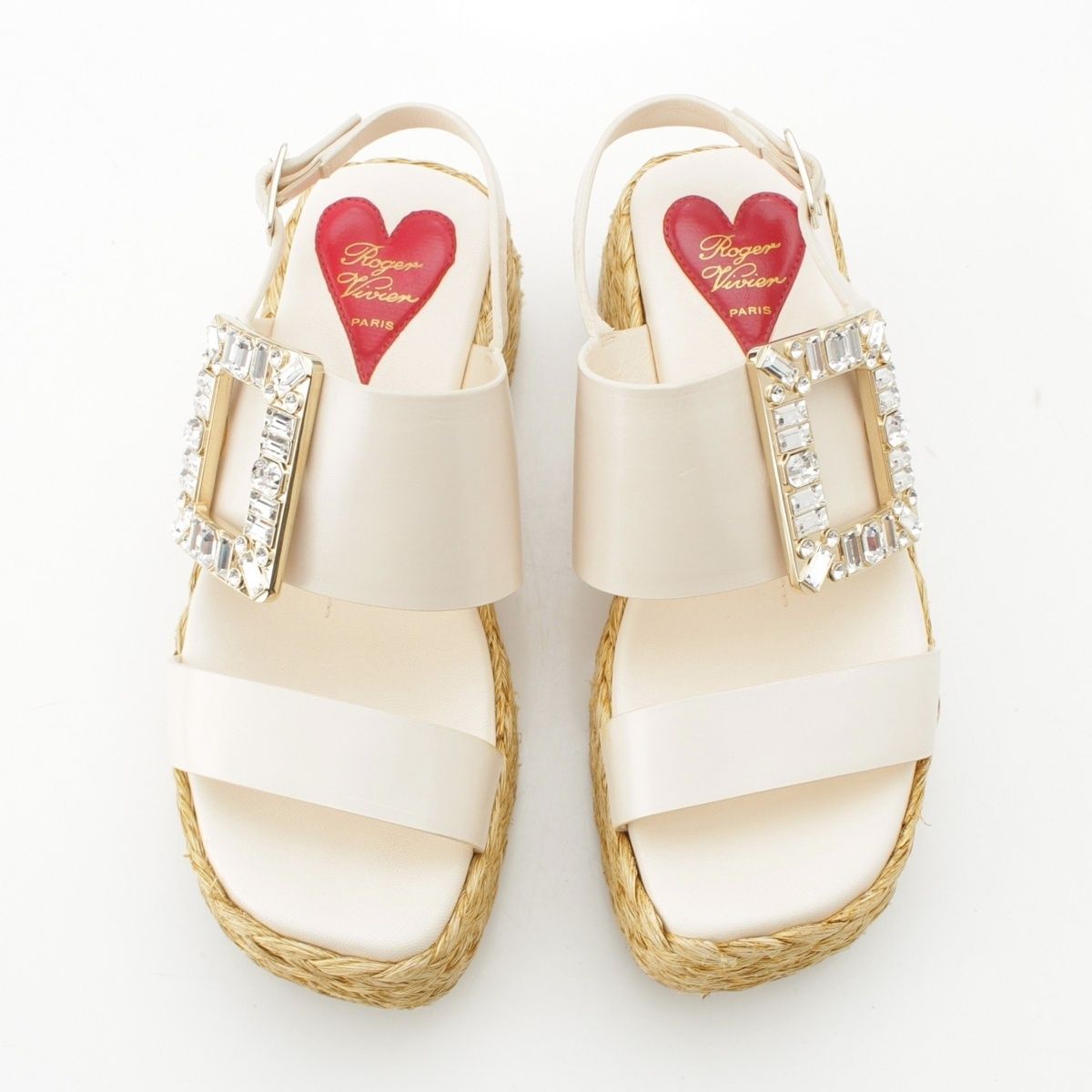 ロジェヴィヴィエ ストラスバックル ビジュー ウェッジソール サンダル