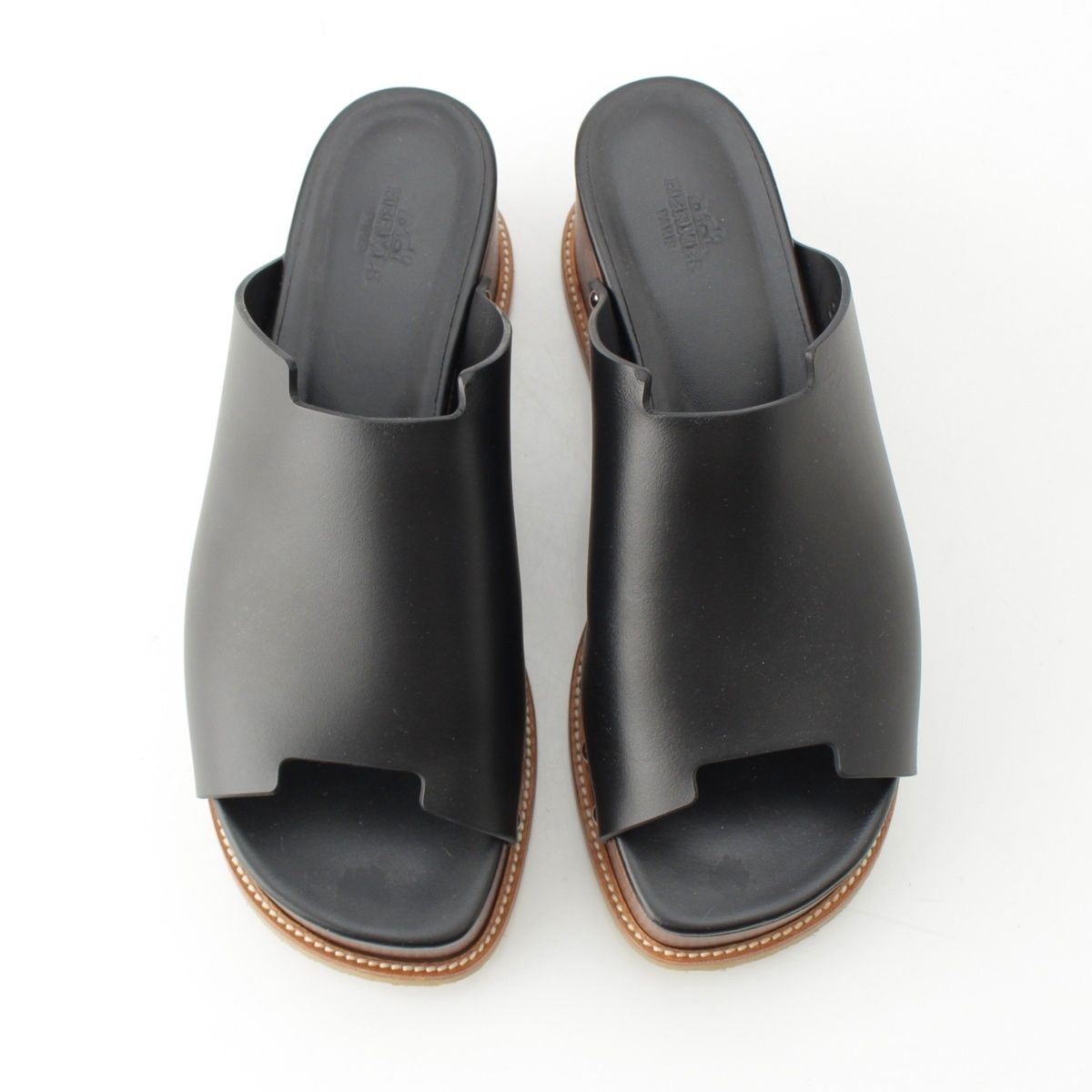 エルメス エリプス スライド 厚底 サンダル ブラック 37