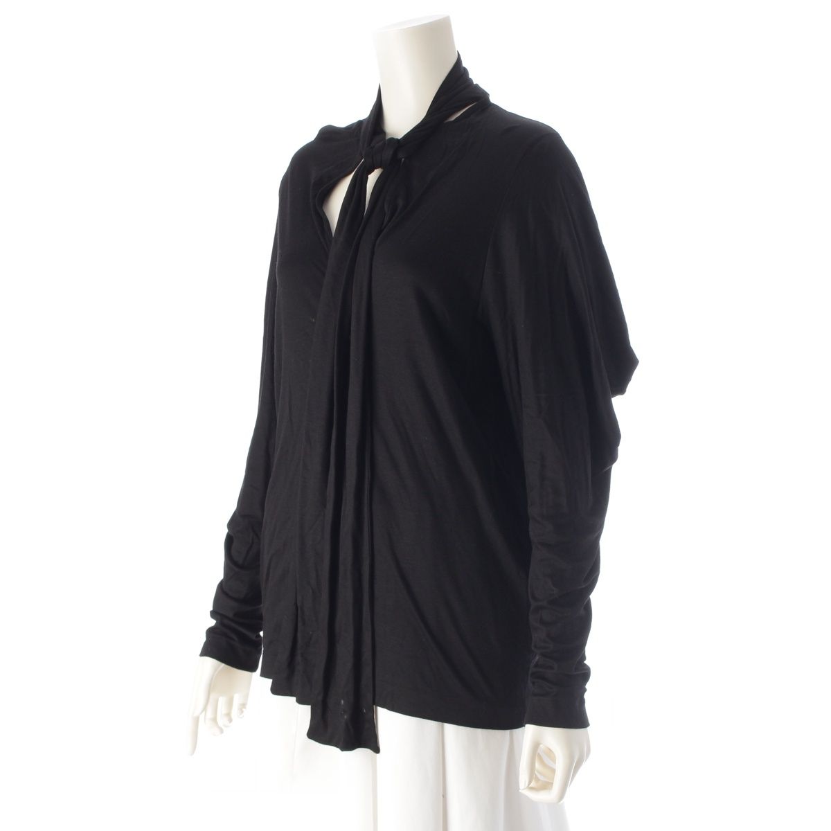 ラフシモンズ 09 SS シルク混 ラフシモンズ期 変型 ロング 長袖Ｔシャツ トップス ブラック 36