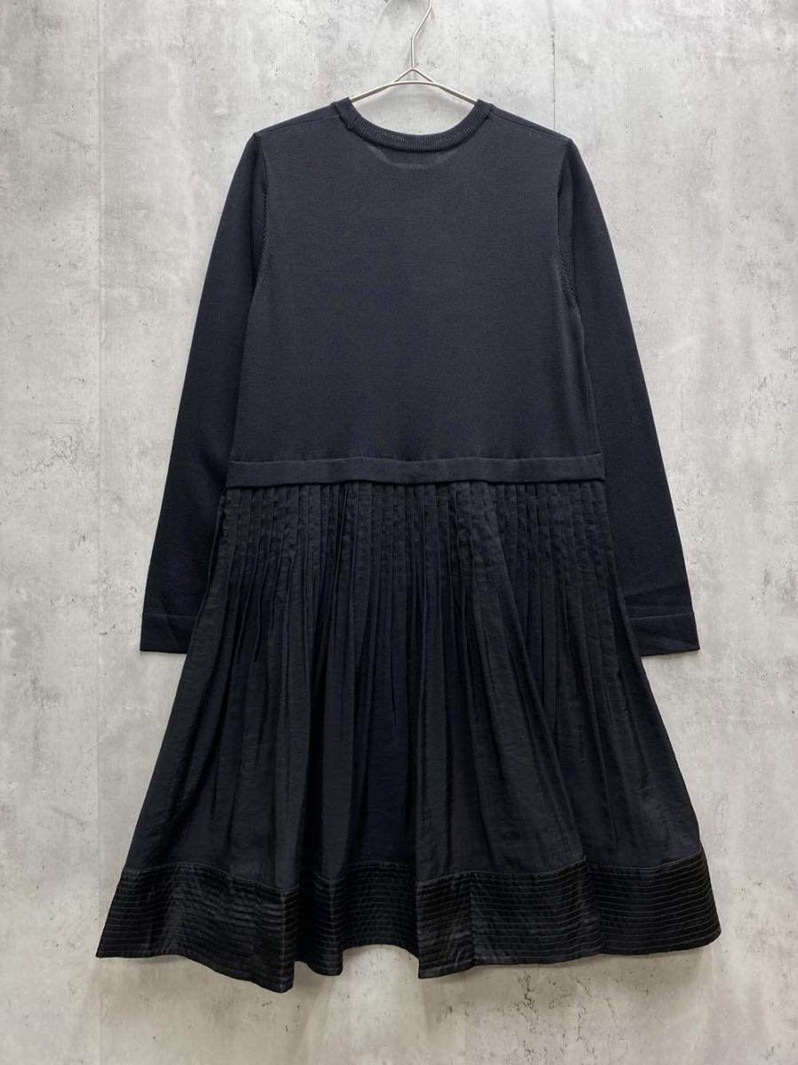  TORRAZZO DONNA トラッゾドンナ ニット布帛ドッキング チュニック sizeF 黒 レディース 長袖 七分袖 ミニワンピース