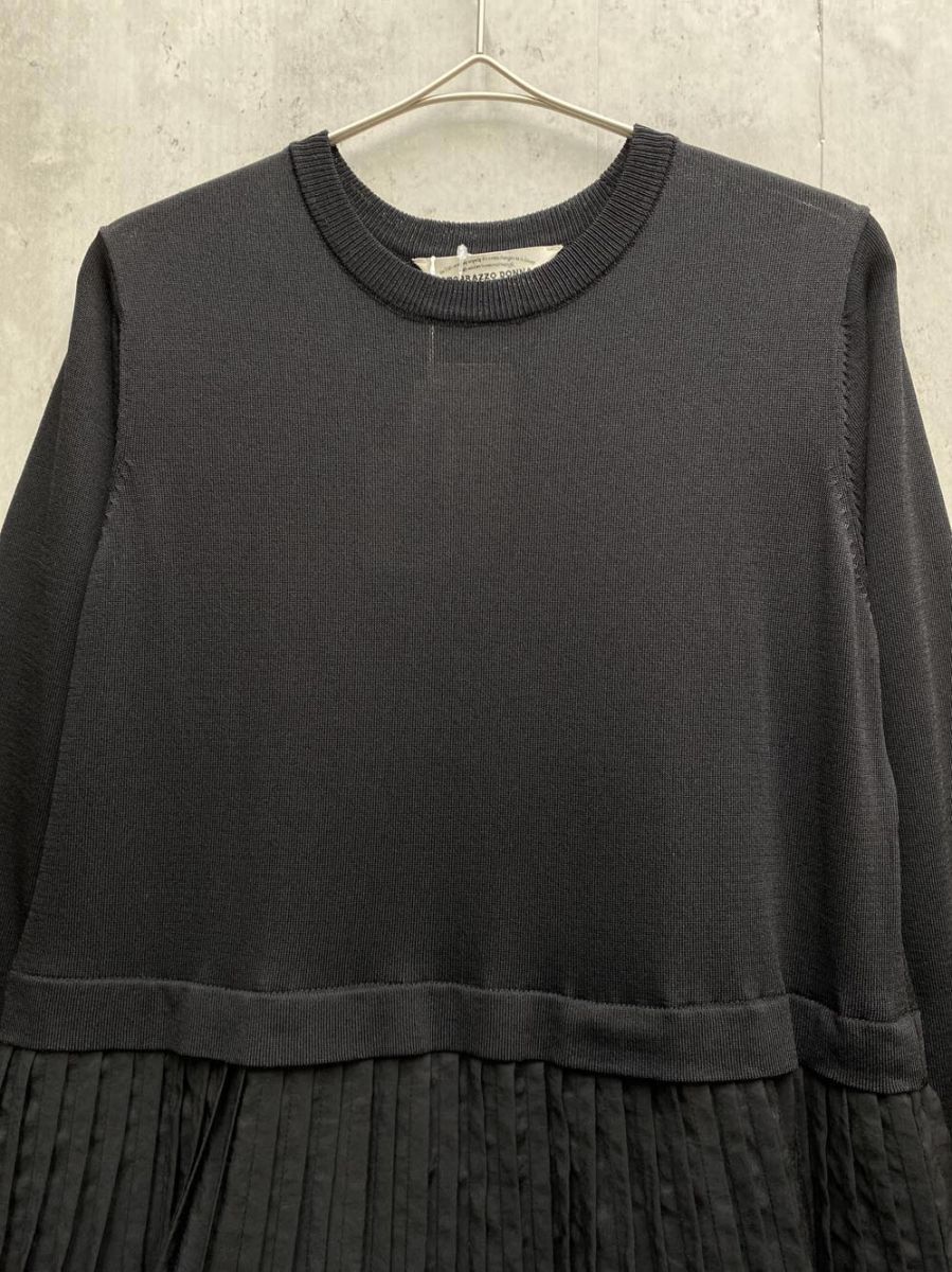 TORRAZZO DONNA トラッゾドンナ ニット布帛ドッキング チュニック sizeF 黒 レディース