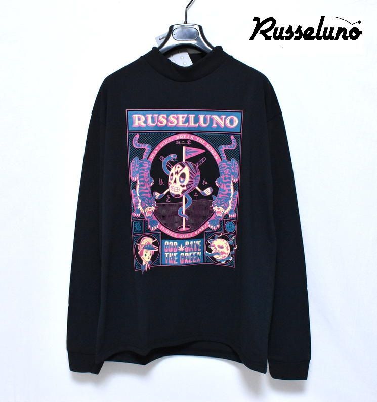 新品 ラッセルノ ゴルフ スクエアプリント モックネック ロング