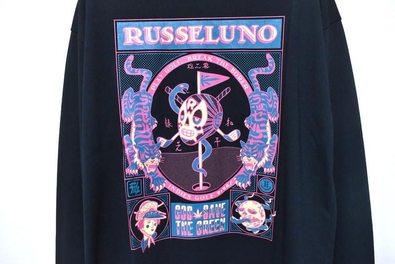 新品 ラッセルノ ゴルフ スクエアプリント モックネック ロング