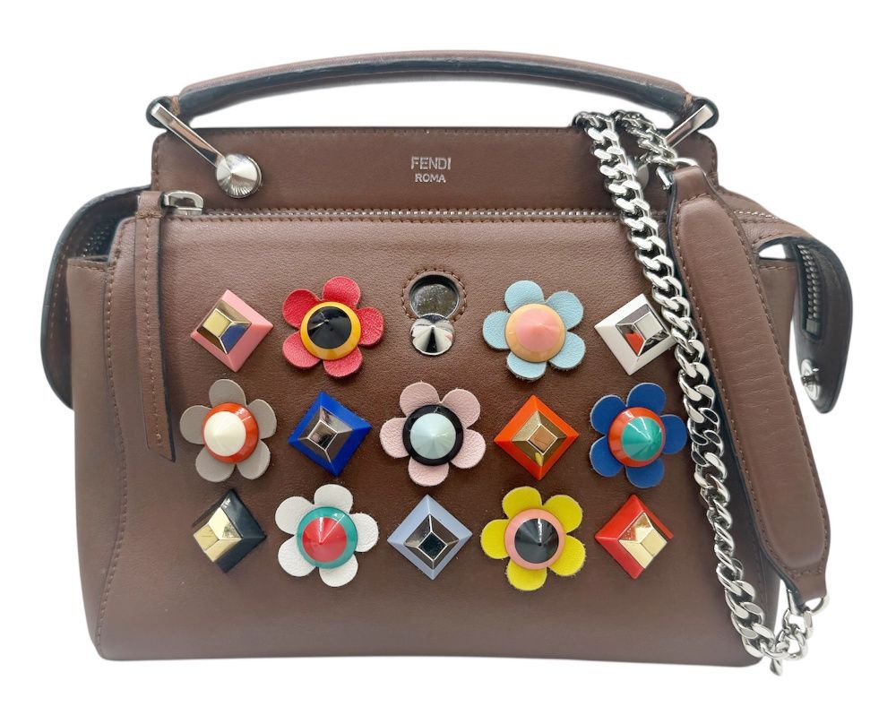 FENDI フェンディ ドットコム フラワー スタッズ ハンドバッグ