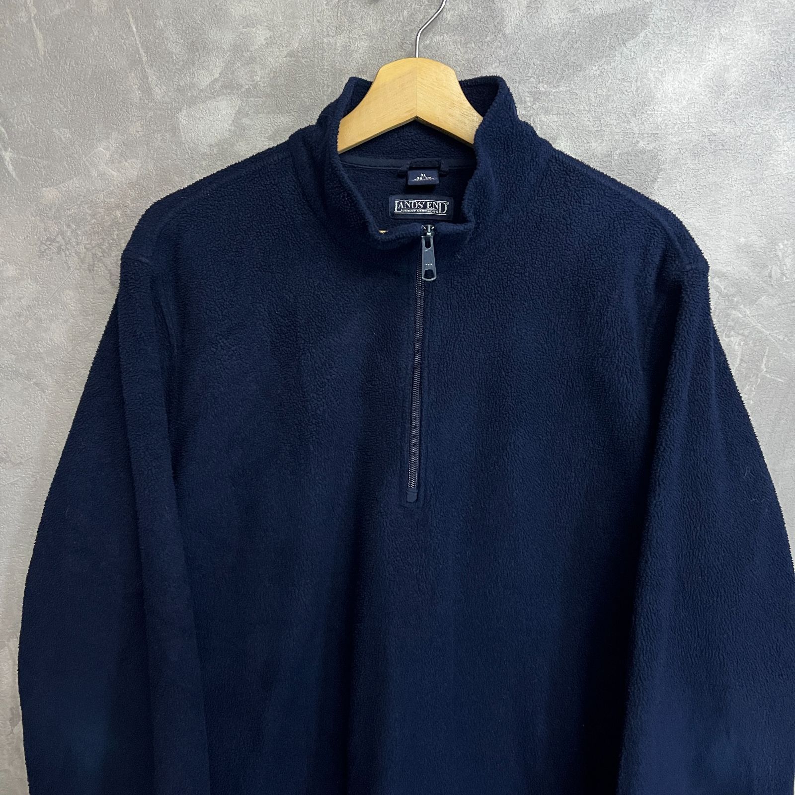 USA製 90s LANDS' END ハーフジップ フリースプルオーバー ネイビー