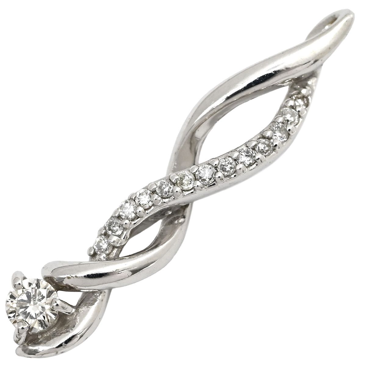 ペンダントトップ ダイヤモンド 0.16ct ホワイトゴールド ツイスト 18