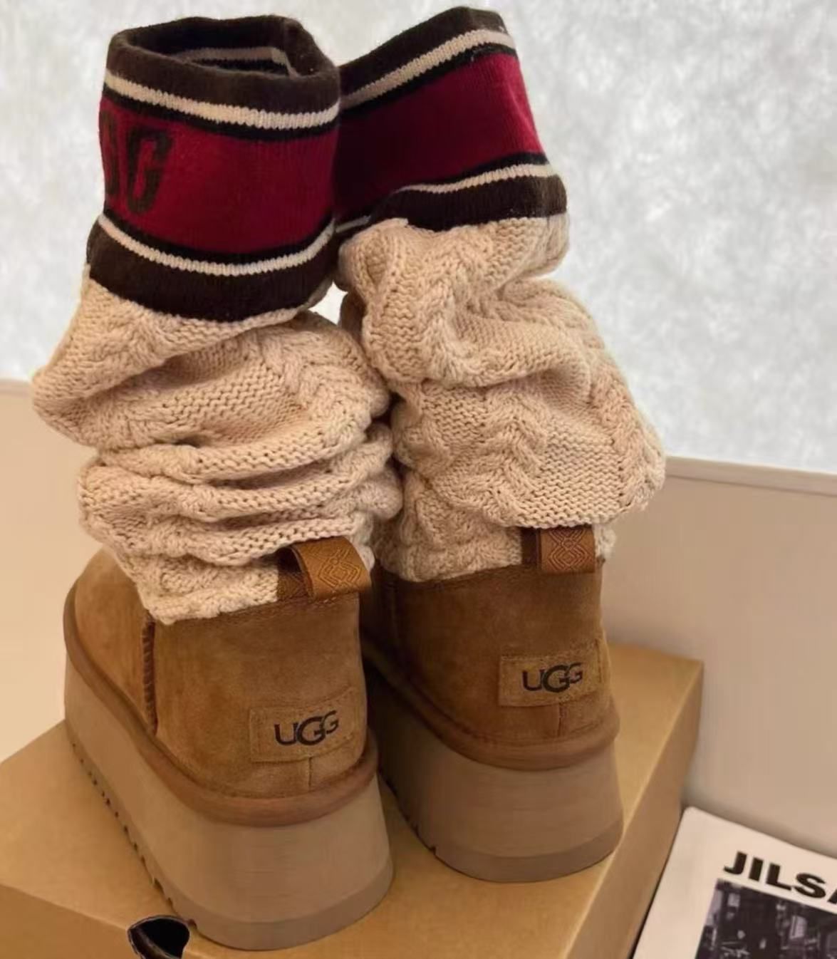 UGG 厚底クラッシックセーターレター ブーツ レッグウォーマー