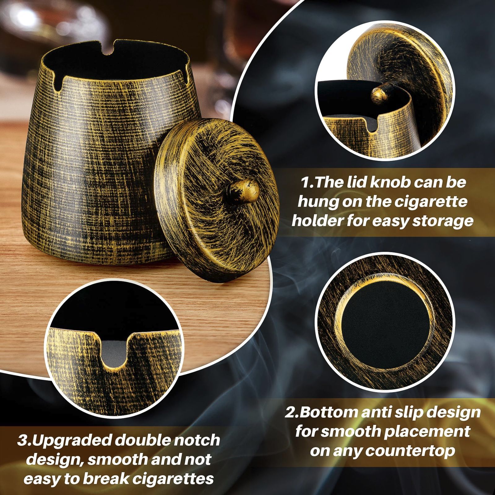 葉巻灰皿 蓋付き 屋外 テラス 自宅 レトロ 装飾 葉巻ホルダー 灰皿