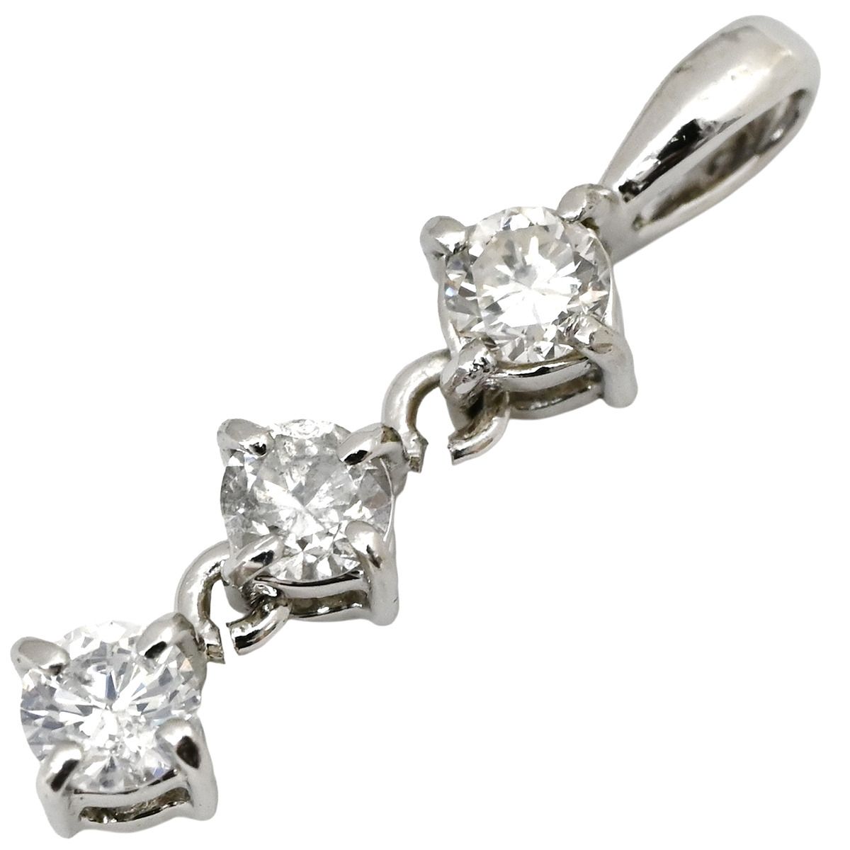 Pt900 3連ダイヤモンドトップ ペンダントトップ ダイヤモンド 3連 0.20ct プラチナシルバー 3P 3石