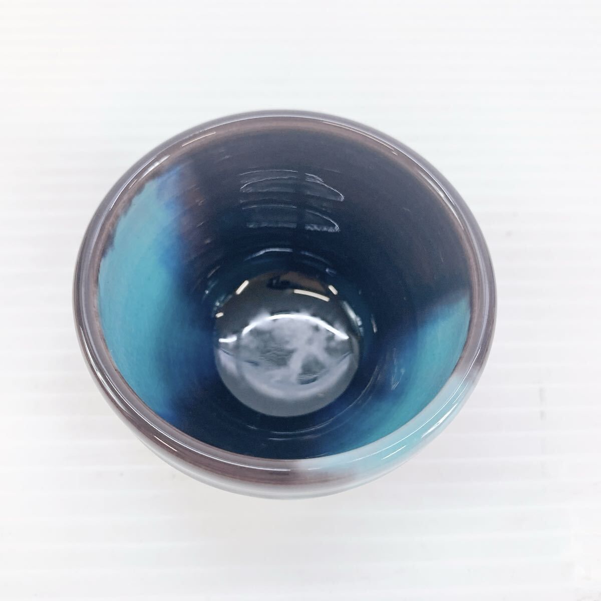 Y-457 九谷焼 徳田正彦 作 釉彩 ぐい呑 柳雨軒系譜 三代八十吉 作品 木