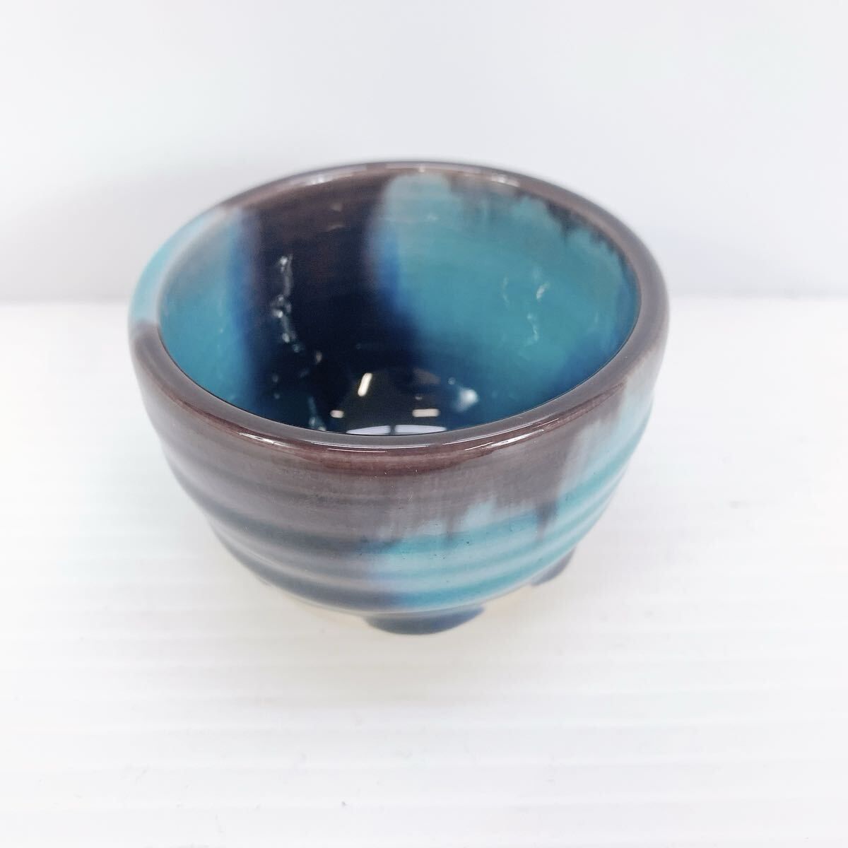 Y-457 九谷焼 徳田正彦 作 釉彩 ぐい呑 柳雨軒系譜 三代八十吉 作品 木