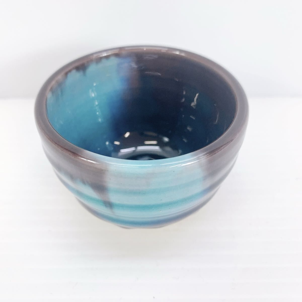 Y-457 九谷焼 徳田正彦 作 釉彩 ぐい呑 柳雨軒系譜 三代八十吉 作品 木