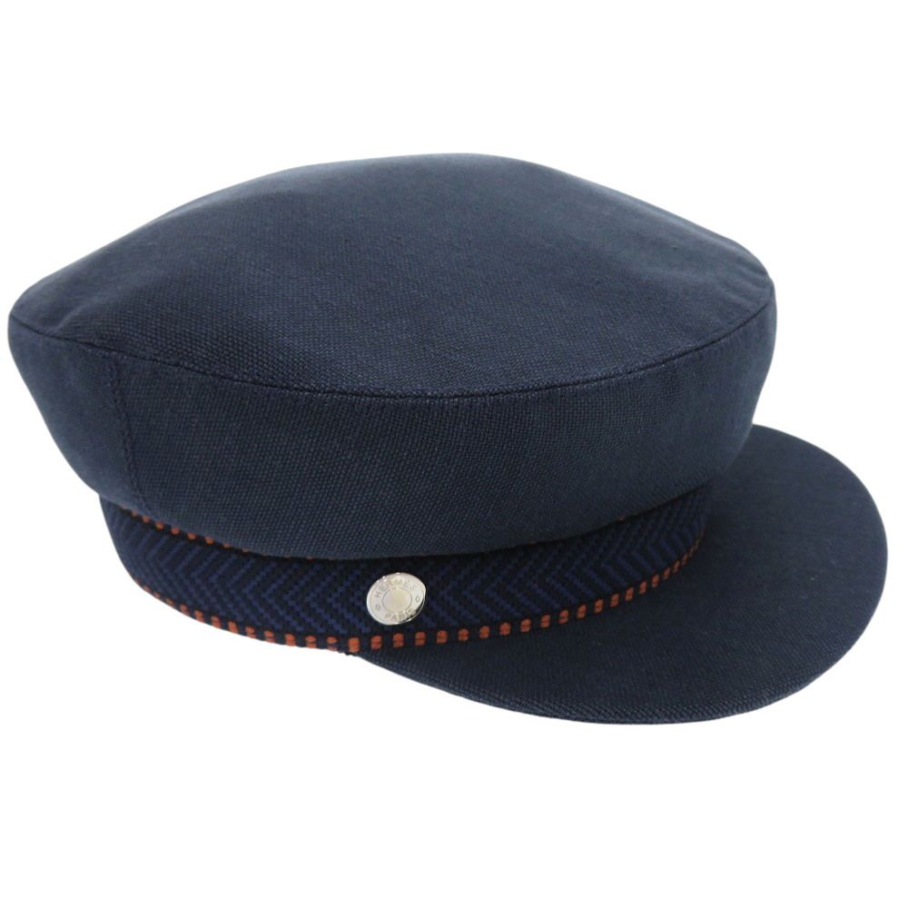エルメス キャスケット セリエ 麻 コットン ポリエステル マリン マロン ネイビー 帽子 0448 HERMES