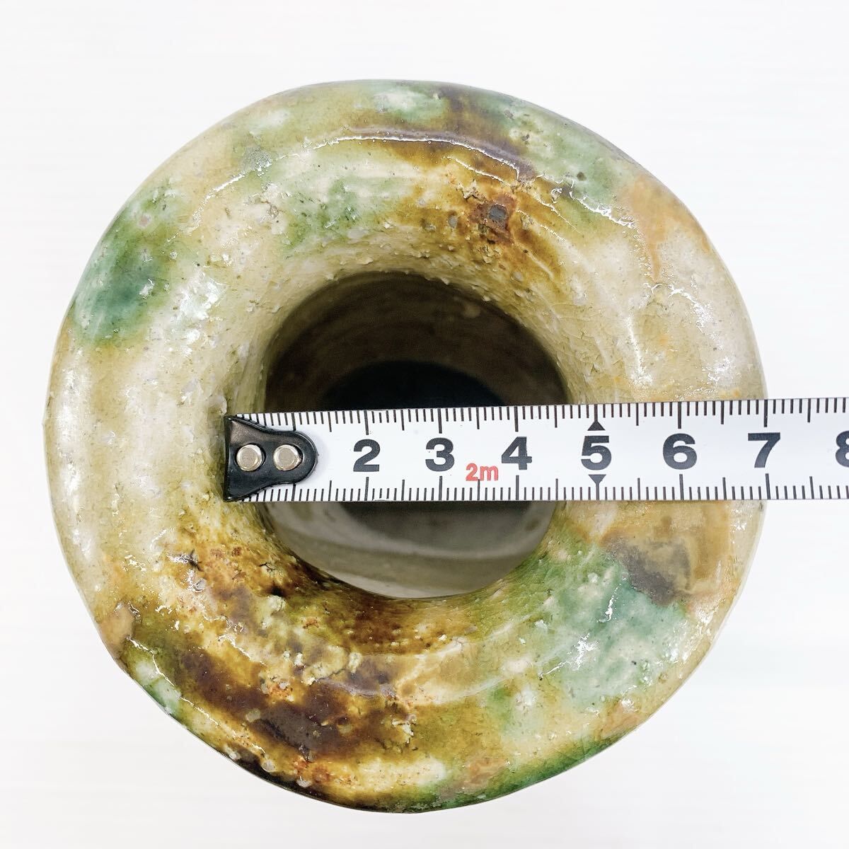  Y 512 安藤實 作 観音洞 両耳花生 花瓶 共 伝統工芸 手仕事 花器 生け花 茶道華道 インテリア 花入 花生 アンティーク 茶碗 茶道具