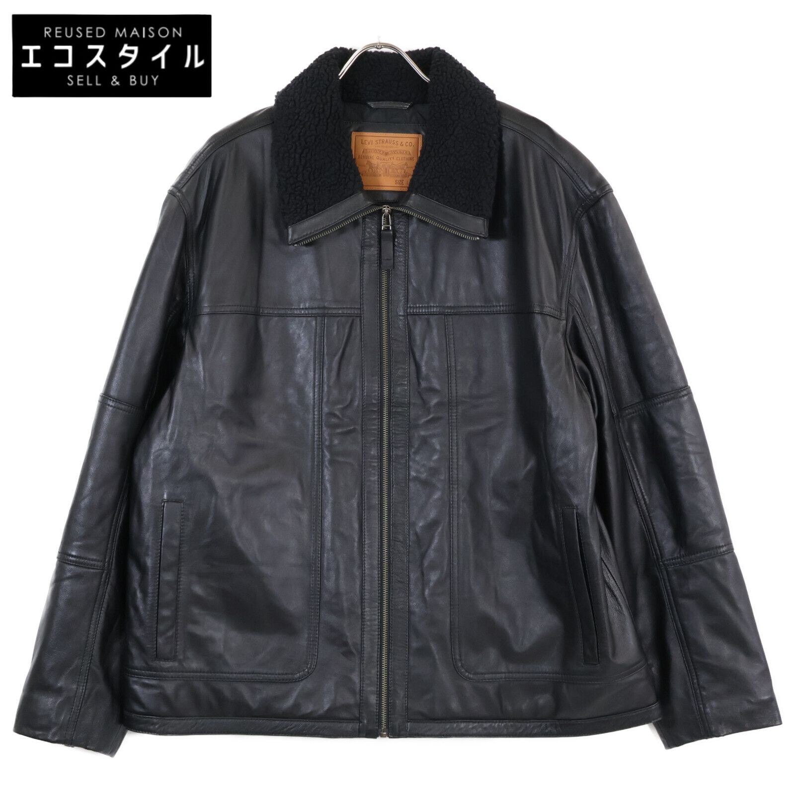 LEVI'S リーバイス ﾌﾞﾗｯｸ 襟ﾎﾞｱ ﾚｻﾞｰ ﾌﾞﾙｿﾞﾝ L