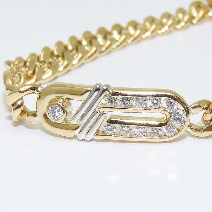 ダイヤモンド ブレスレット K18 Pt850 18.5cm 鑑別書 0.29ct 18.16g