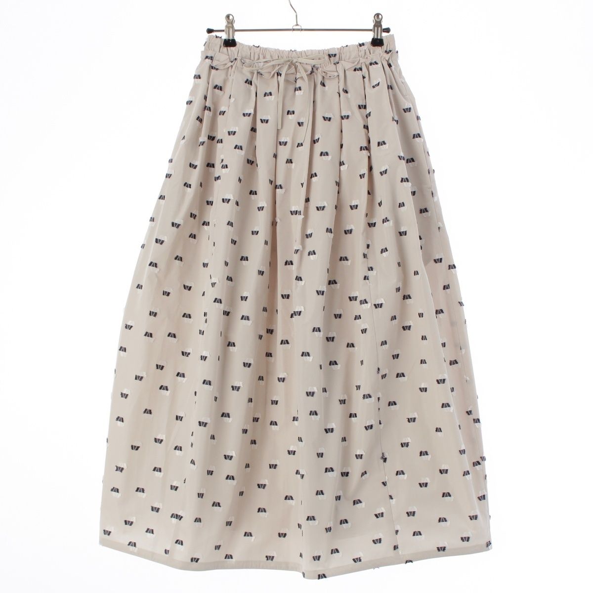 ドゥロワー カットジャカード ギャザー ロング スカート ネイビー 36