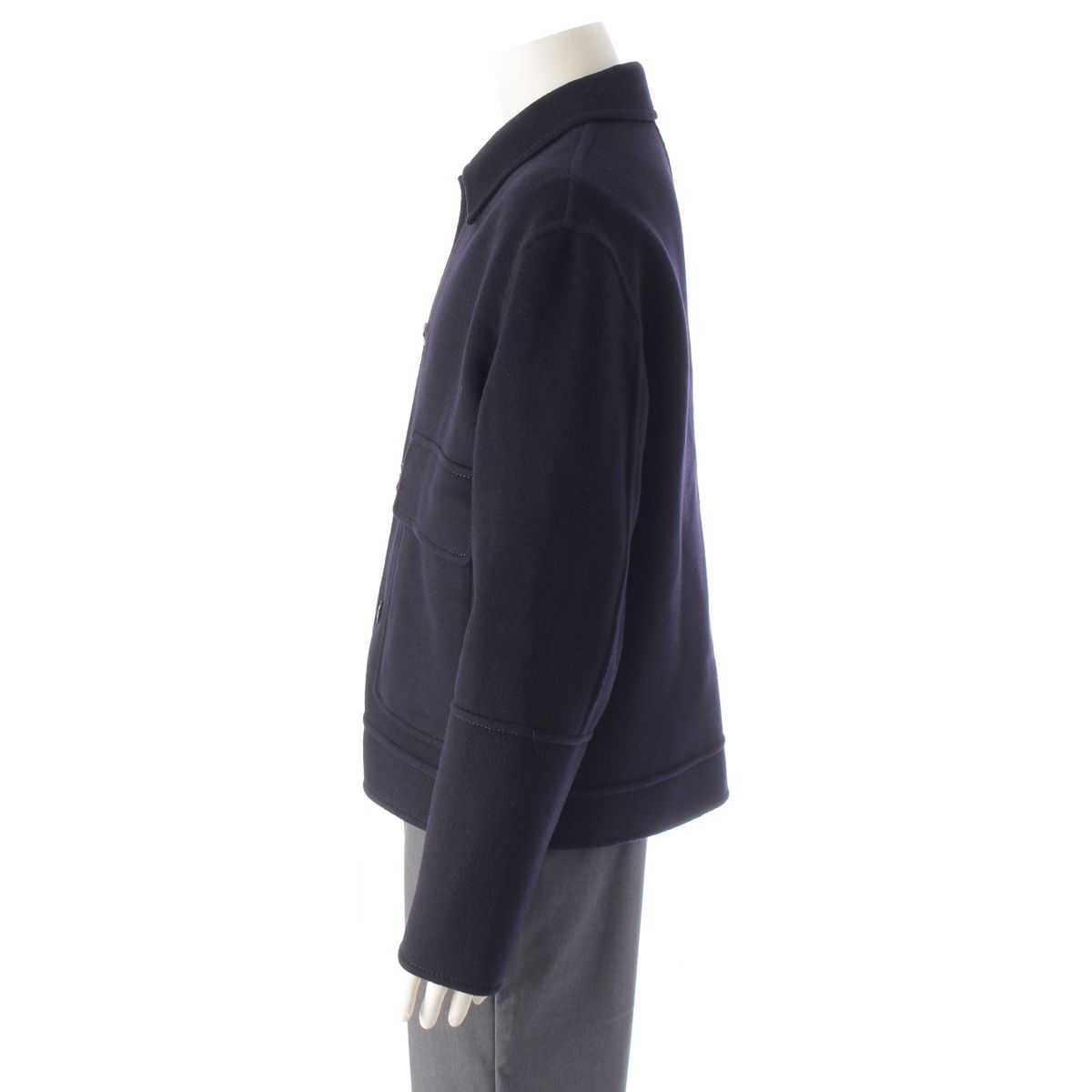 アミアレクサンドルマテュッシ 19年 ウール カシミヤ ブルゾン ジャケット アウター H19M007.25 ネイビー 46【中古】 アミアレクサンドルマテュッシ 19年 ウール カシミヤ ブルゾン