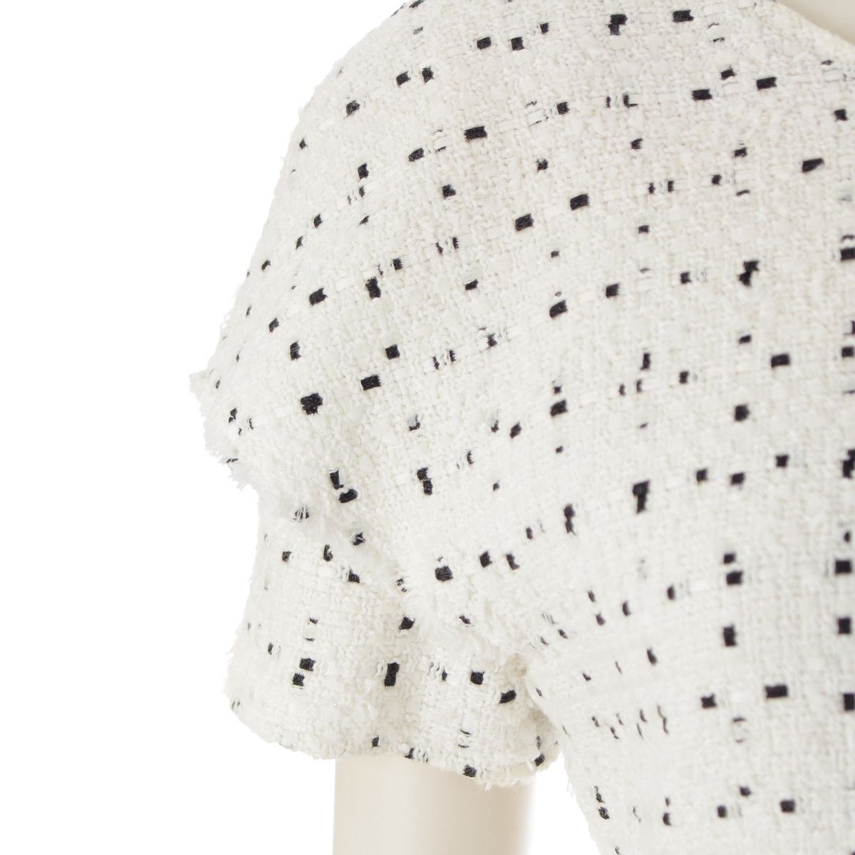 美品★CHANEL★ホワイト★ツイード★COCO★ワンピース シャネル コットン×ナイロン ココマーク ツイード ワンピース P56044