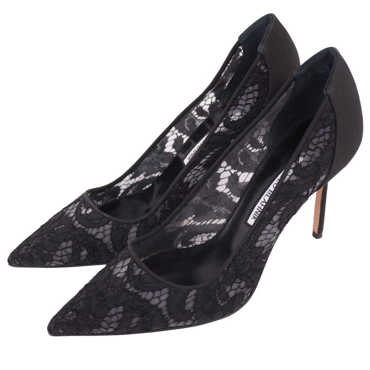 未使用 マノロ・ブラニク Manolo Blahnik パンプス 総レース ヒー