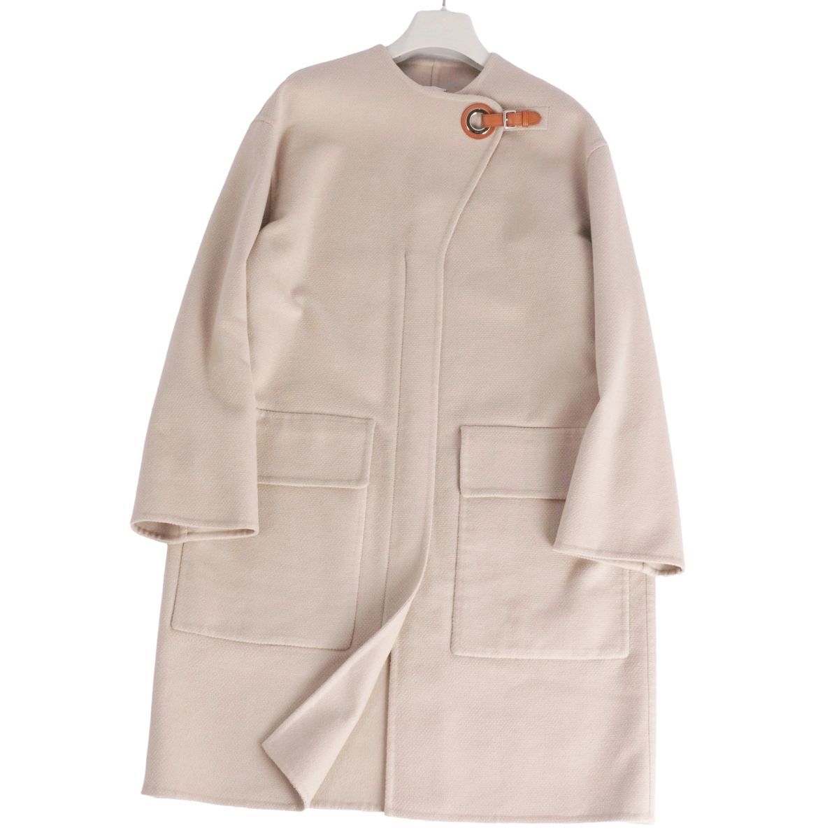 極美品 エルメス HERMES コート 22SS アイレット クラスプ カシミヤ