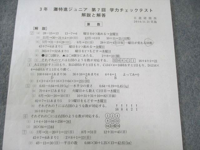 日能研関西 小3 灘特進ジュニア 第1～9回 学力チェックテスト 国語