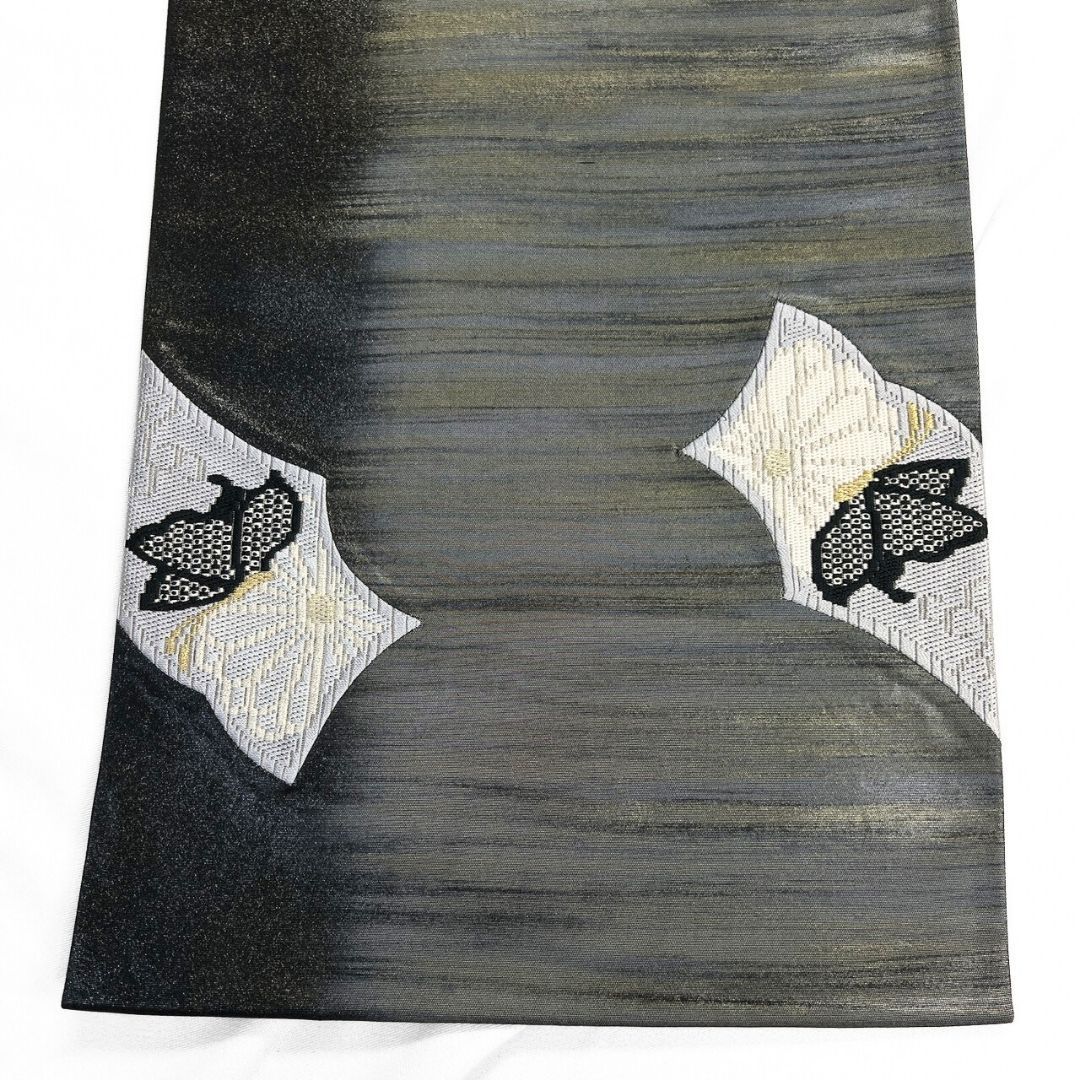 未着用 袋帯 絽刺し 横縞 霞 菊花 蝶 着物 115 p ms - メルカリ