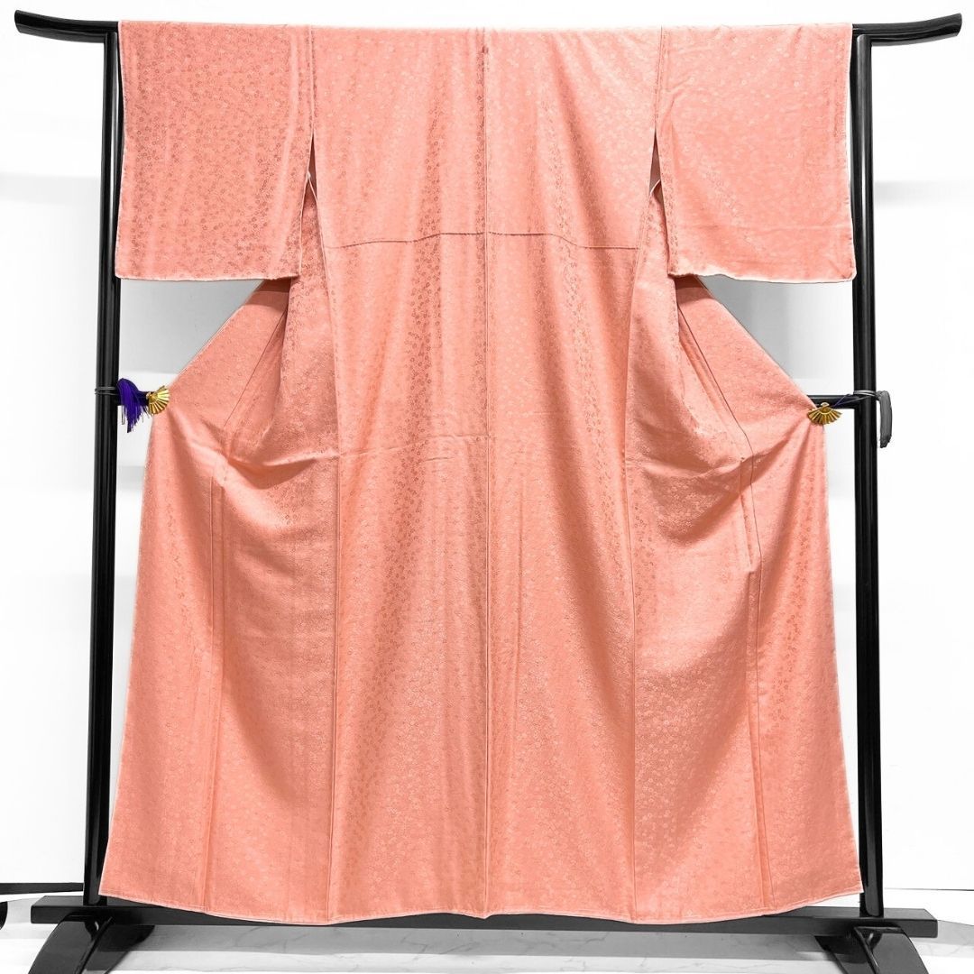 未着用 色無地 花菱地紋 花地紋 一つ紋 着物 115 p ms