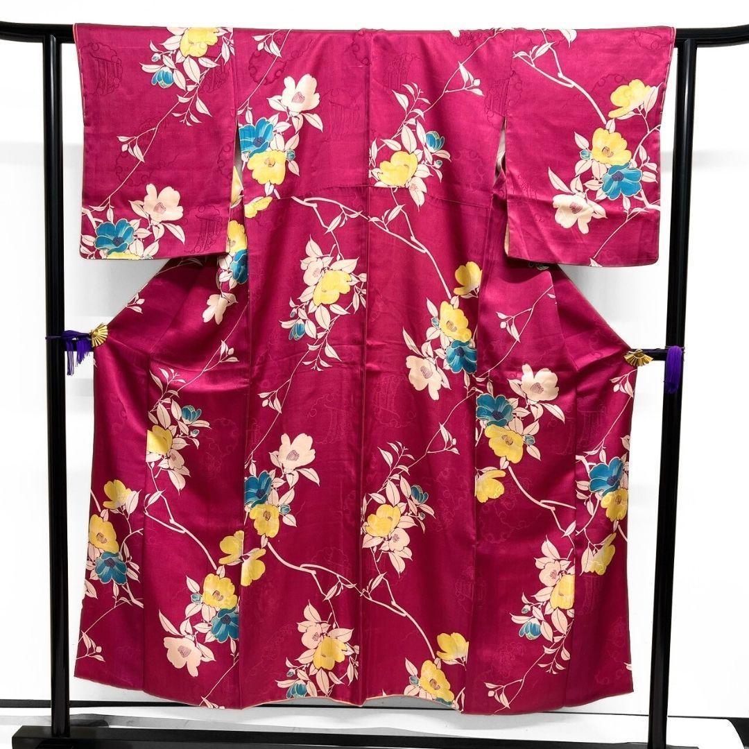 小紋 アンティーク 椿 雪輪 花模様 着物 115 p ms - メルカリ