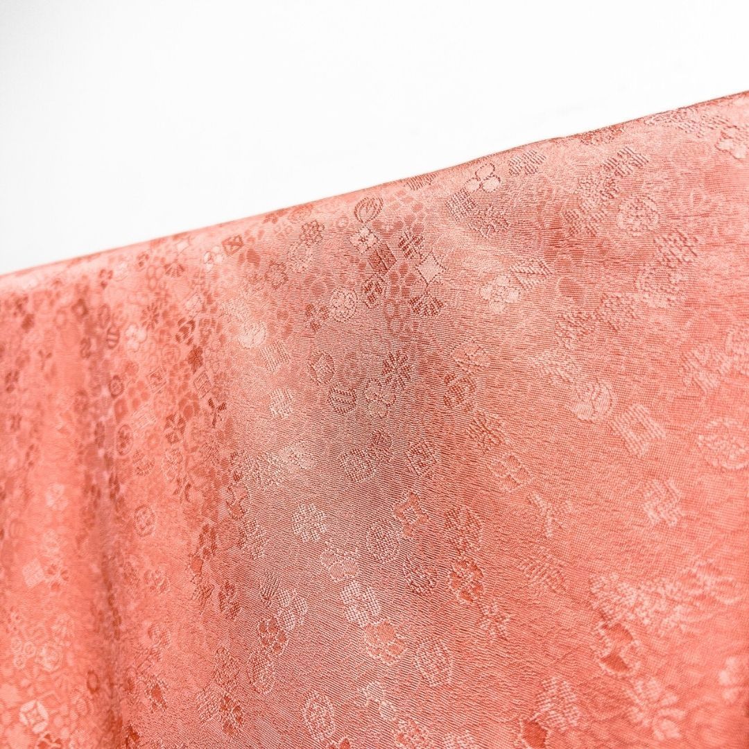 未着用 色無地 花菱地紋 花地紋 一つ紋 着物 115 p ms