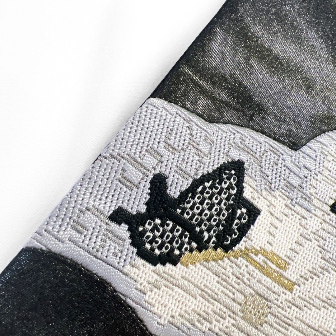 未着用 袋帯 絽刺し 横縞 霞 菊花 蝶 着物 115 p ms - メルカリ