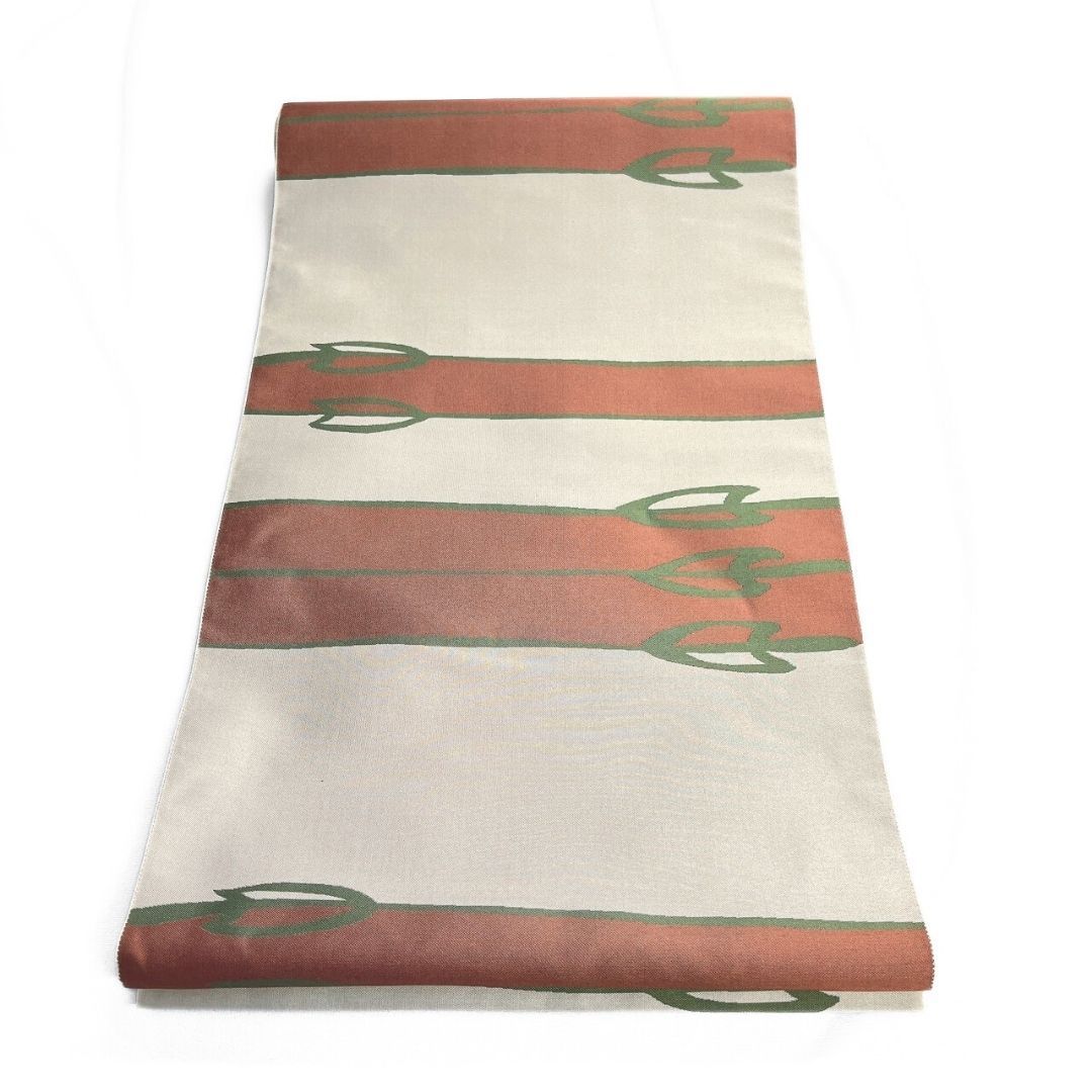 未着用 袋帯 綾悦 全通 横縞 矢羽 着物 115 p ms