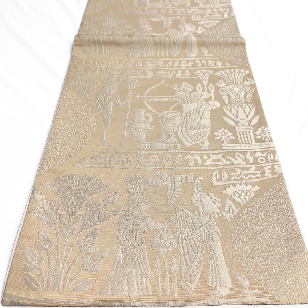 京袋帯　エジプト紋様　献上文様　人物　鳥　着物　115 p ms 京袋帯 エジプト紋様 献上文様 人物 鳥 着物 115 p ms