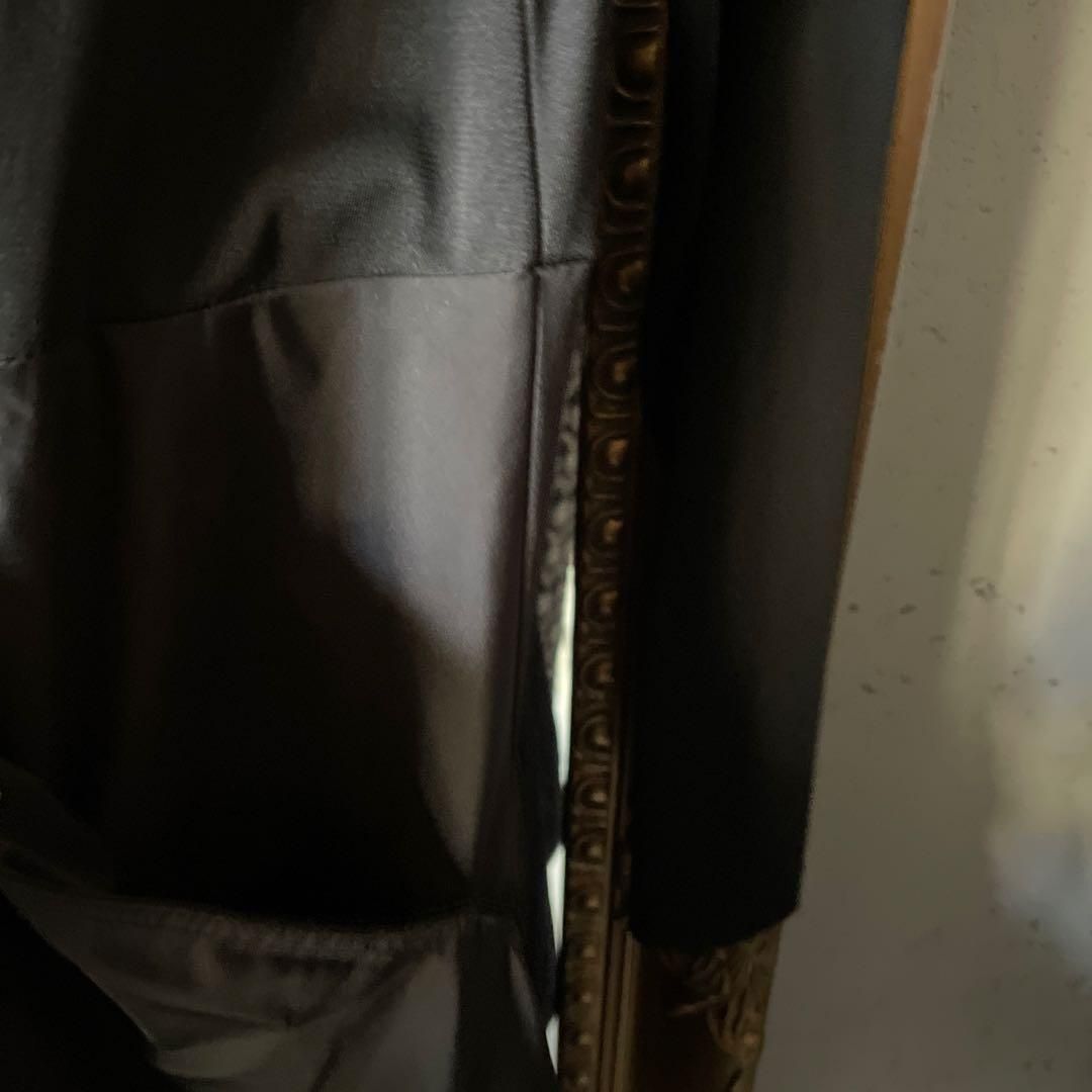  レナウン ワンピース 無地 フリル アシンメトリー 黒 ブラック BLACK クロ くろ お呼ばれ デート オフィスカジュアル 食事会 お出かけ 上品 フォーマル 長袖 七分袖 カットソーワンピース