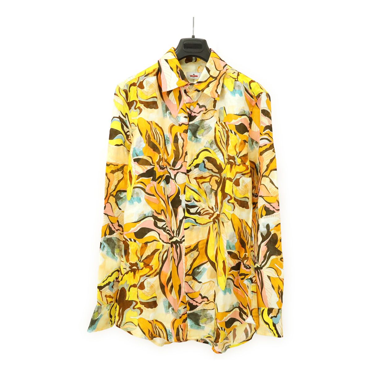 イタリー製　エトロ　花柄シャツ　ETRO　ワイシャツ　シルク　38 ETRO エトロ Yシャツ ワイシャツ 長袖シャツ 花柄 フラワー リネン100