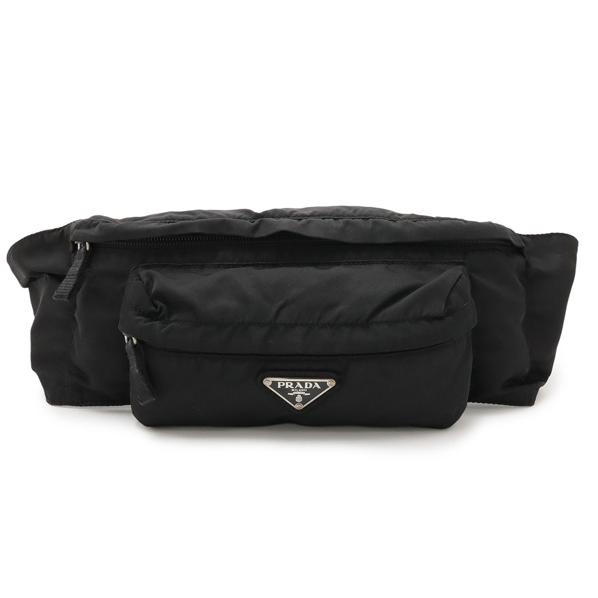 プラダ PRADA ショルダーバッグ ウエストポーチ レザー ブラック 中古