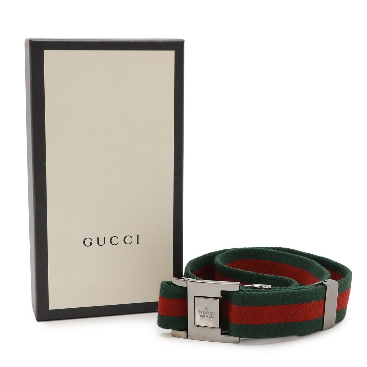 GUCCI グッチ シェリーライン ベルト キャンバス グリーン 緑 レッド