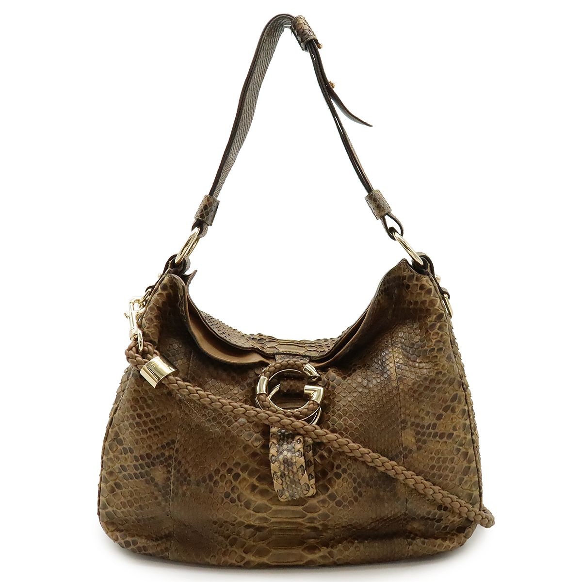 GUCCI グッチ Gウェーブ ホーボー ロゴ パイソン 蛇柄 ショルダー